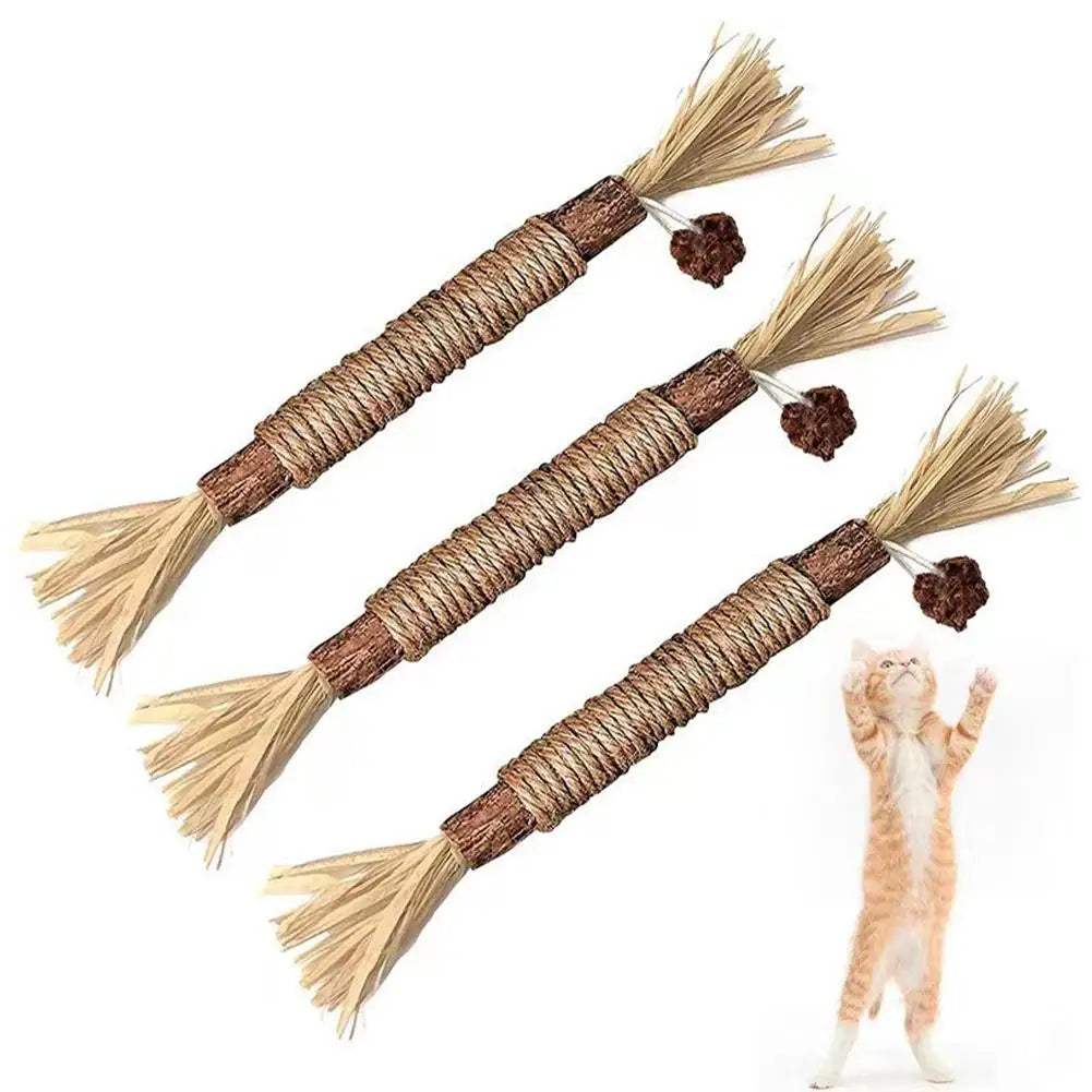 🐱 Natural Cat Chew Toy – Silvervine &amp; Catnip Dental Stick
