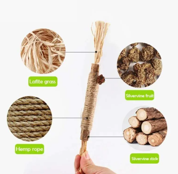 🐱 Natural Cat Chew Toy – Silvervine &amp; Catnip Dental Stick